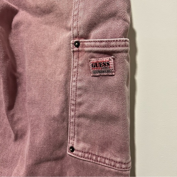GUESS Originals Mid-Rise Women’s Overdye Slouchy Carpenter Pink Wash Jeans - Picture 8 of 16